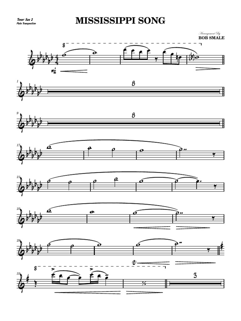 Mississippi Song Full Tenor Sax 2 Transposition PDF Woodwind