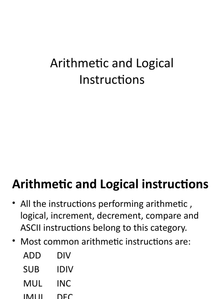 Arithmetic and Logical Instructions | PDF | Integer (Computer Science ...