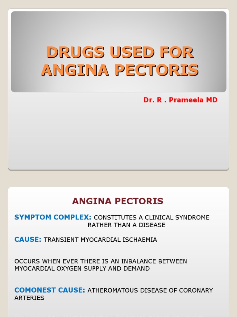 Drugs Used For Angina Pectors PDF Aspirin Myocardial Infarction