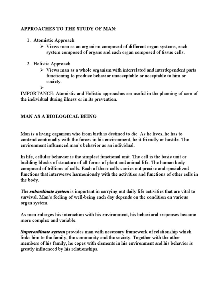 Approaches To The Study of Man | PDF | Self Actualization | Preventive ...