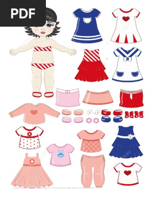 Black Haired Girl Child Paper Doll with Clothing Set _ Free Printable Papercraft Templates