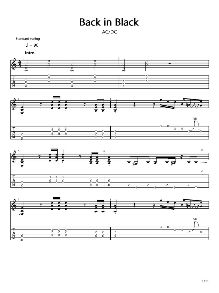 AC/DC Back in Black Guitar Tabs | PDF