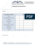 PUBLIC SPEAKING Assessment Criteria