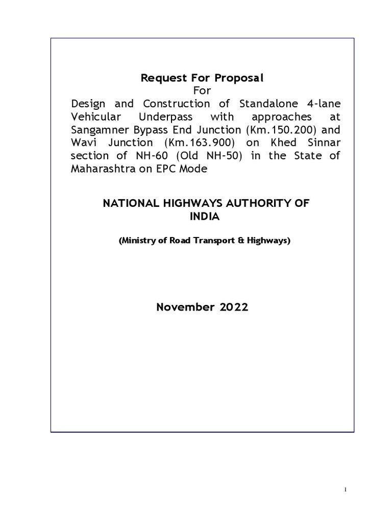NH-60 Underpass Construction RFP | PDF