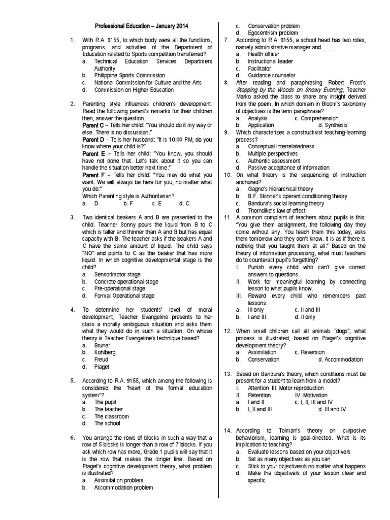 900 Questions Professional Education Exam | PDF | Educational ...