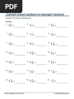 Grade 4 Mixed Numbers To Improper Fractions