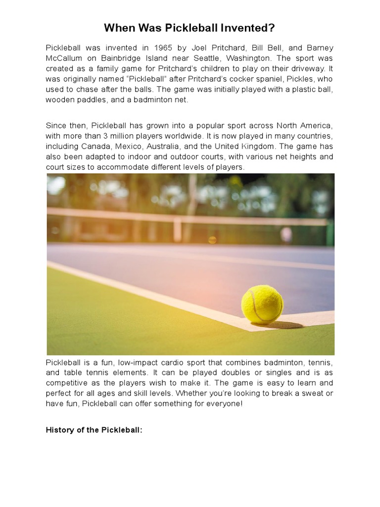 When Was Pickleball Invented? PDF Sports Entertainment