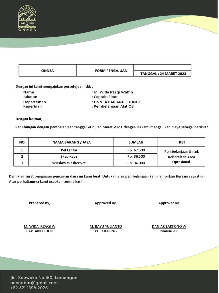 Form Pengajuan Alat Ob | PDF