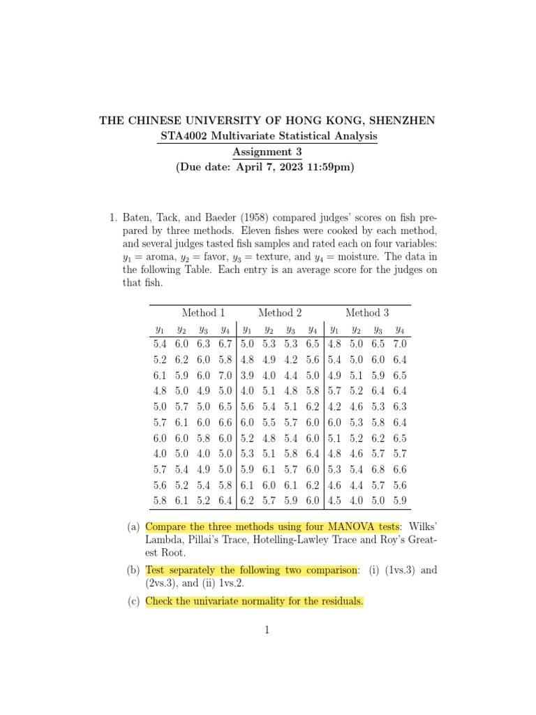 Multivariate Statistical Analysis Assignment | PDF | Scientific Method ...