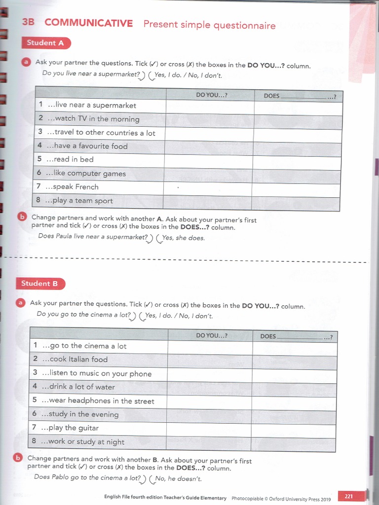 Present Simple Questionnaire | PDF