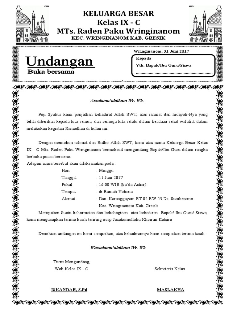 Undangan Buber Mushollah | PDF