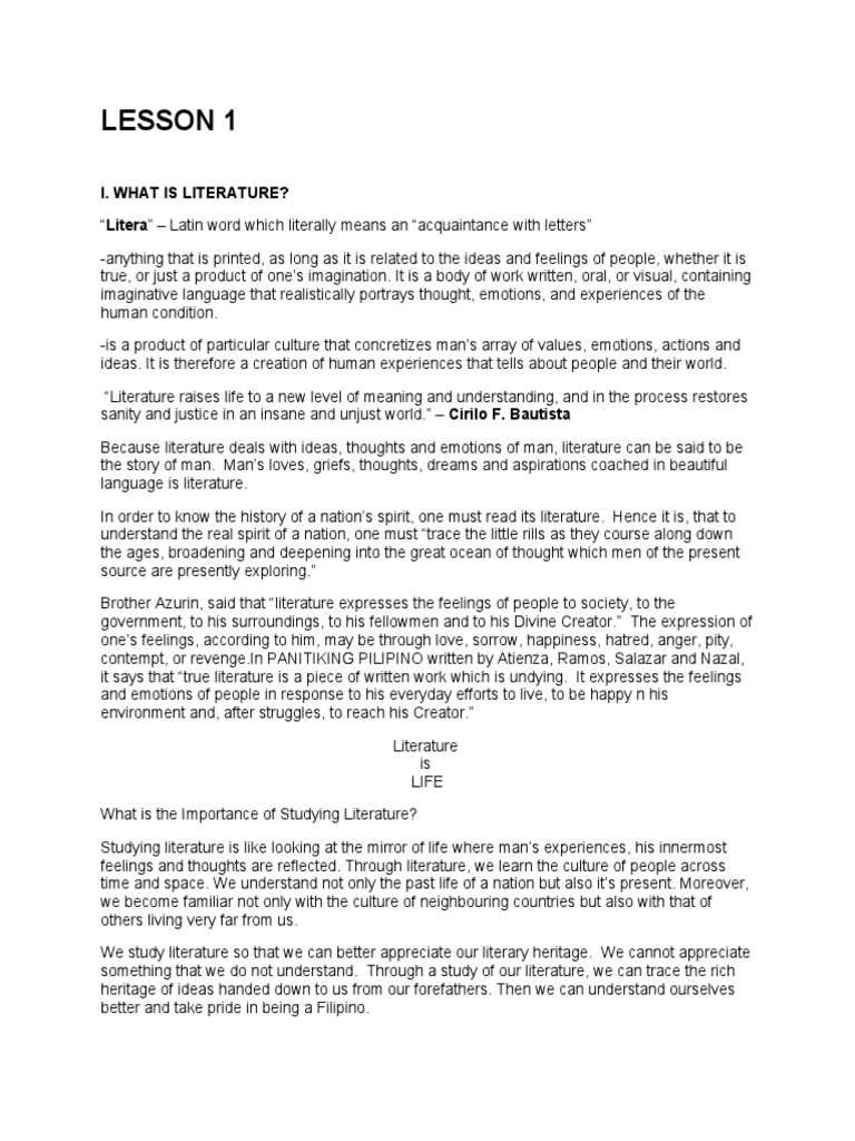 Understanding Literature and Its Importance | PDF | Experience | Feeling