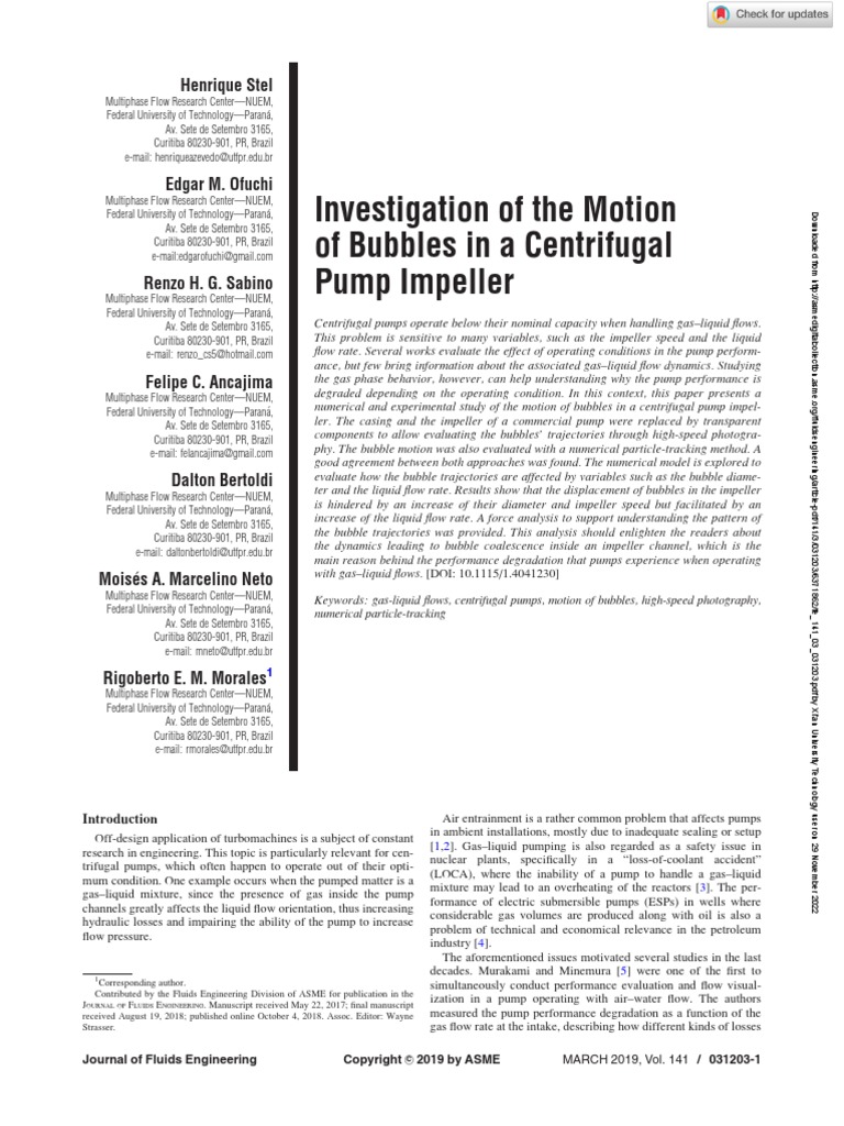 2019 Investigation of The Motion of Bubbles in A Centrifugal Pump ...