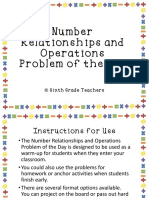 Number Relationships and Operations Problem of The Day: © Sixth Grade Teachers