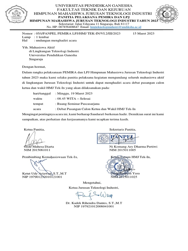 05 - I - Surat Undangan Mahasiswa Umum-1 | PDF