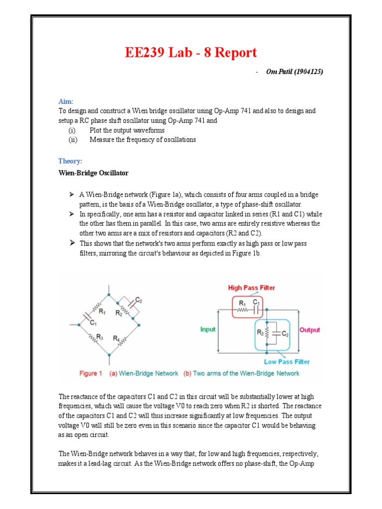 Lab 8 Report PDF Electronic Oscillator Amplifier