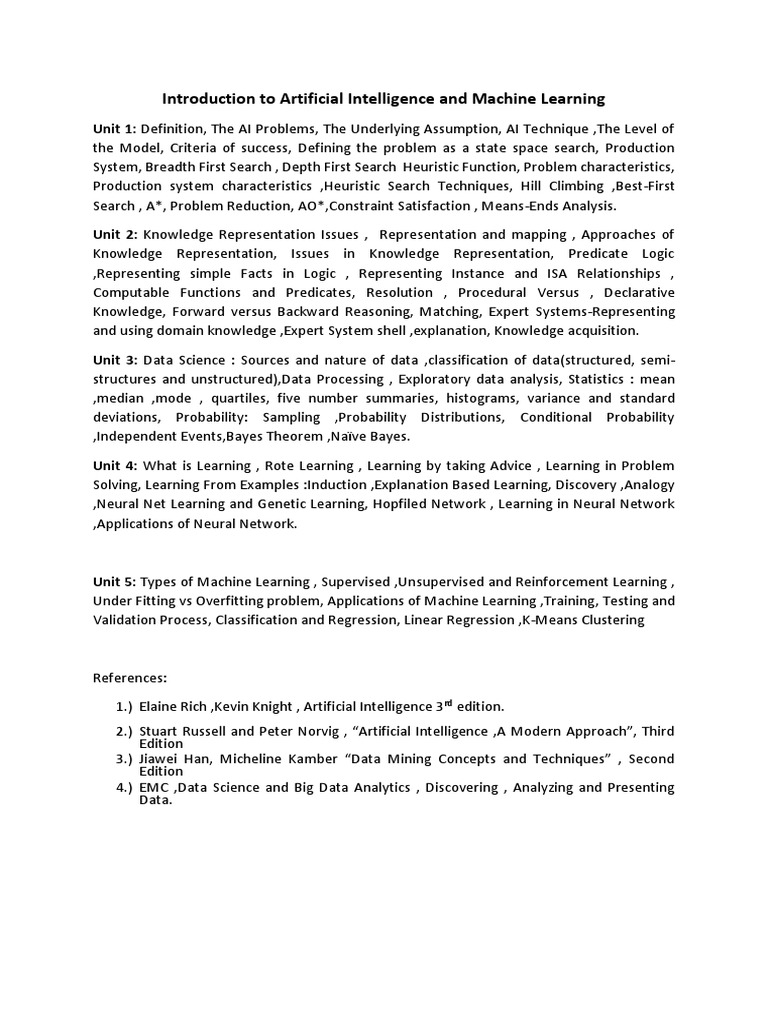 First Year AI and ML Syllabus Overview | PDF