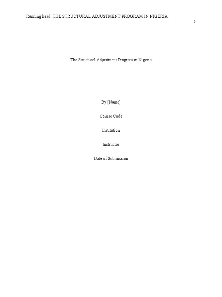 Nigeria's Structural Adjustment Program Analysis | PDF | Structural ...