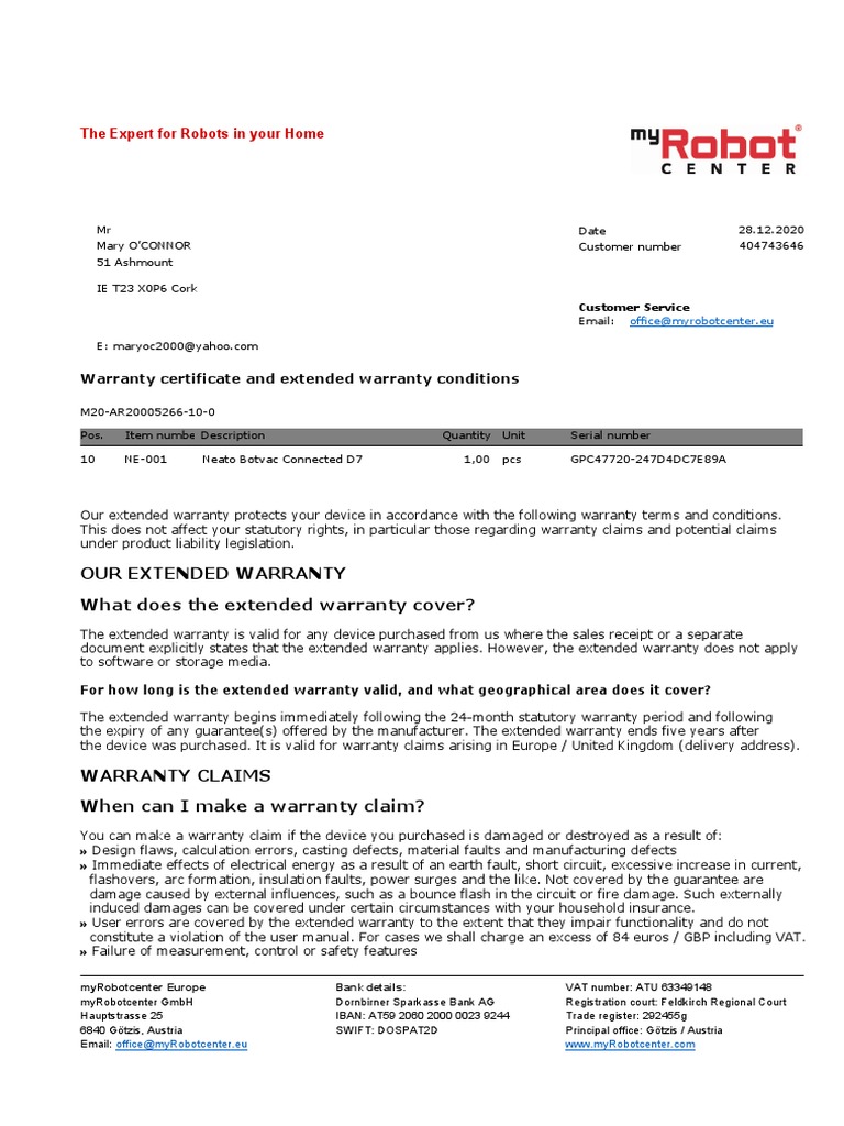 The Expert For Robots in Your Home Our Extended Warranty What Does The