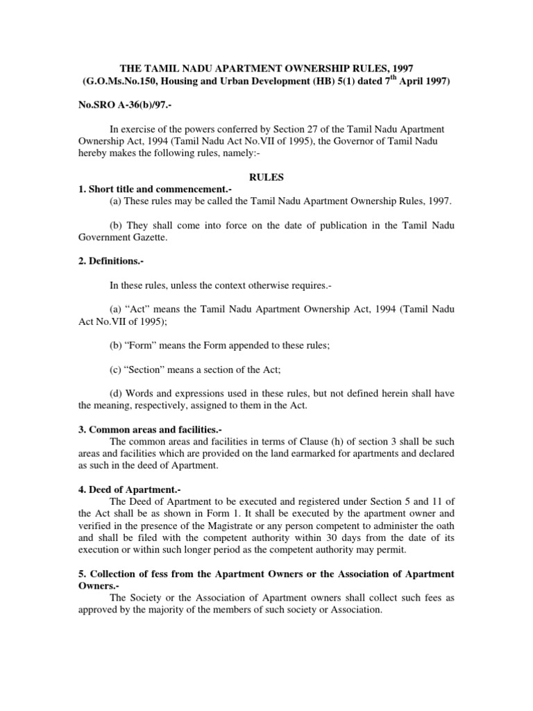 TN Apartment Ownership Rules 1997 PDF Mortgage Law Lease