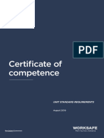 Certificate of Competence: Unit Standard Requirements