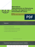 Matemáticas Especialización en Estructuras Facultad de Ingeniería Civil Universidad Del Cauca