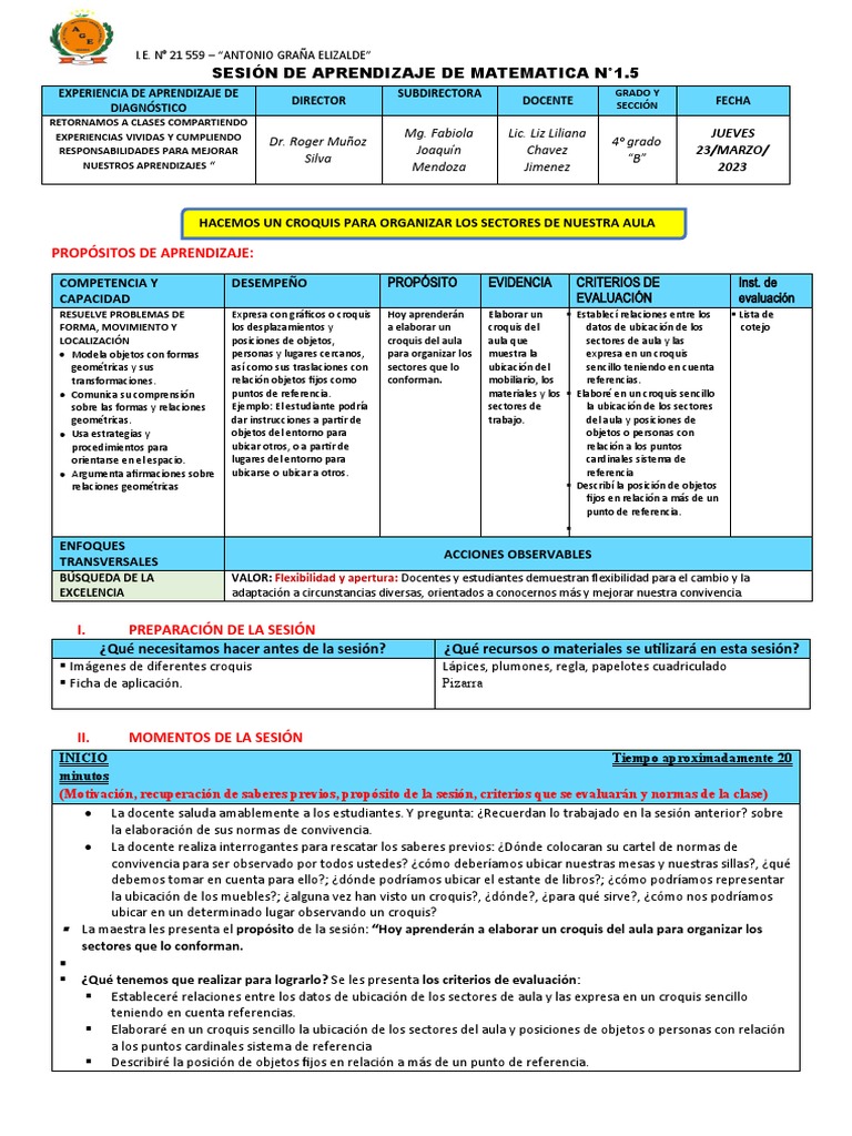 Croquis para organizar el aula en 4° grado | PDF | Salón de clases ...