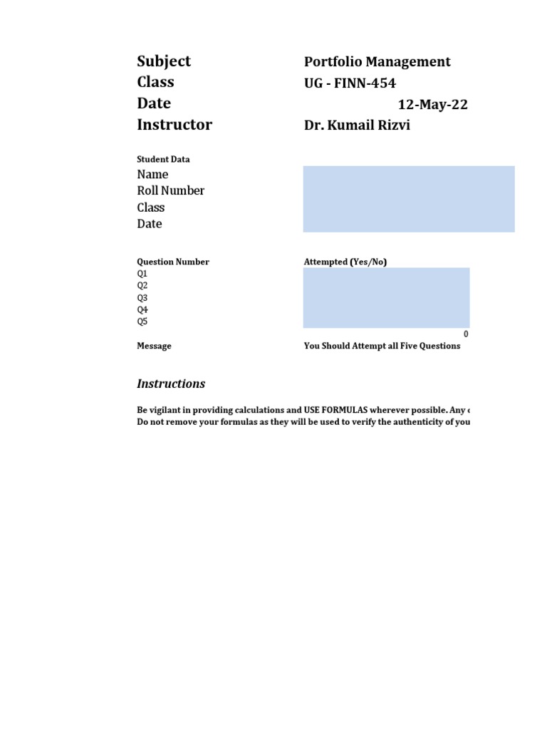 UG PFM LUMS FinalExam2022 | PDF | Financial Analyst | Stocks