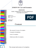 DEPARTMENT OF Law and Economics: Topic:-Formation of Anti-Corruption Culture in Society