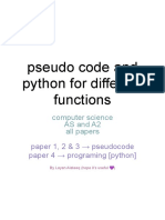 Python, SQL and Pseudo Code