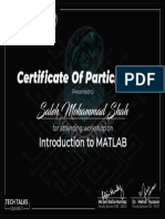 Certificate of Participation: Saleh Mohammad Shah