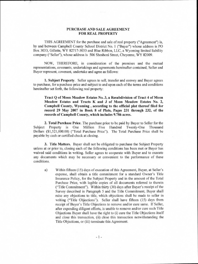 Real Property Sale Agreement Example PDF