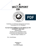 A Project Report ON: For The Partial Fulfillment of The Diploma in CSE of SESSION (2009-2012)