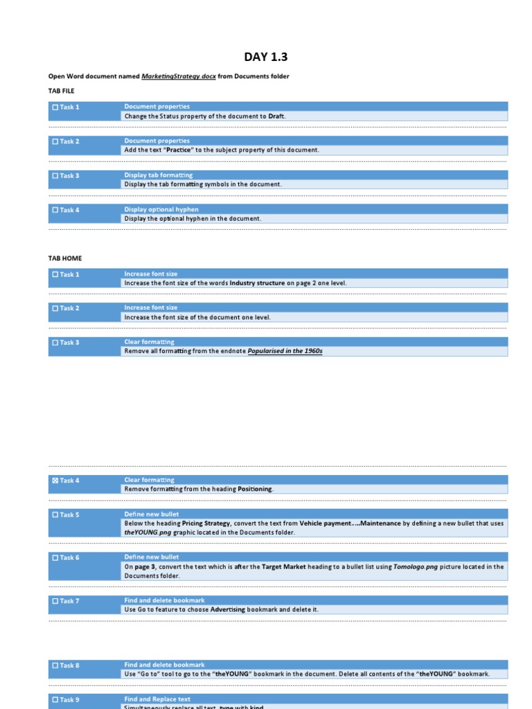 Marketing Document Editing Tasks | PDF | Document | Computing