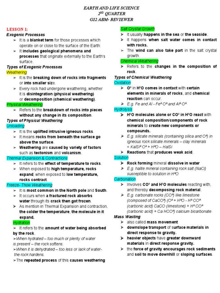 Earth and Life Science Reviewer PDF Lava Magma
