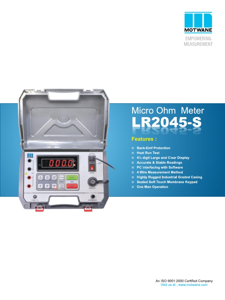 Motwane Micro Ohm Meter LR2045-S | PDF