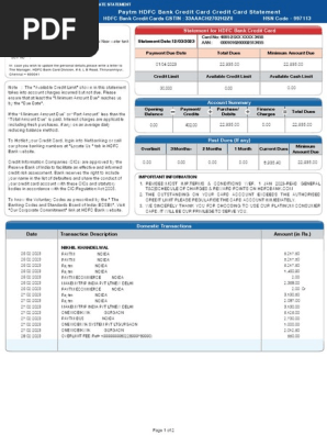 credit card statement