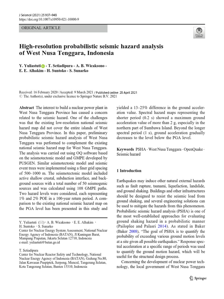 Seismic Hazard Analysis for Bima, NTB | PDF | Moment Magnitude Scale ...