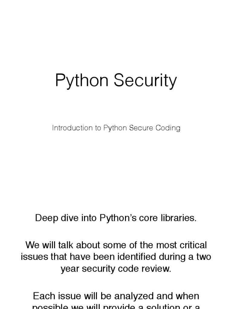 Python Security: Introduction To Python Secure Coding | PDF | Integer ...