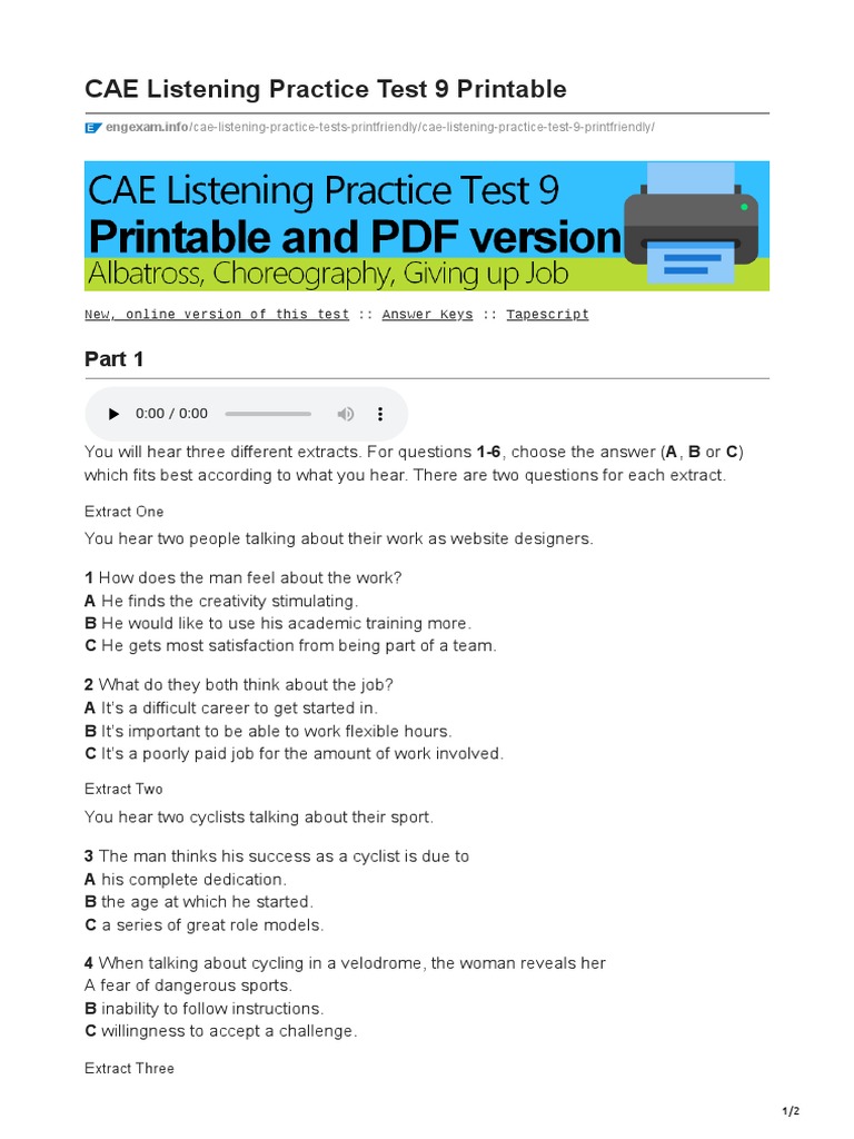 CAE Listening Practice Test 9 | PDF | Communication | Cognitive Science