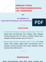 Pembinaan Tupoksi BPD Kecamatan Paranginan Kabupaten Humbang Hasundutan
