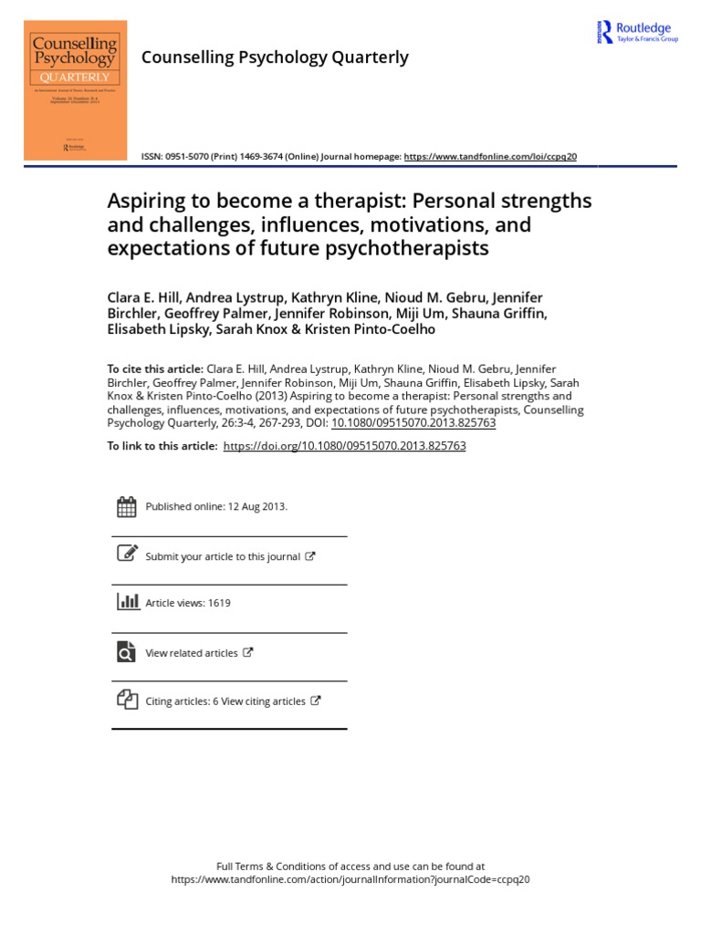 Aspiring To Become A Therapist Personal Strengths And Challenges