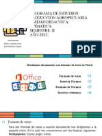 Programa de Estudios: Producción Agropecuaria Unidad Didactica: Ofimatica Semestre: Ii AÑO:2022