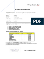 Certificado de Operatividad Unidad Bah718