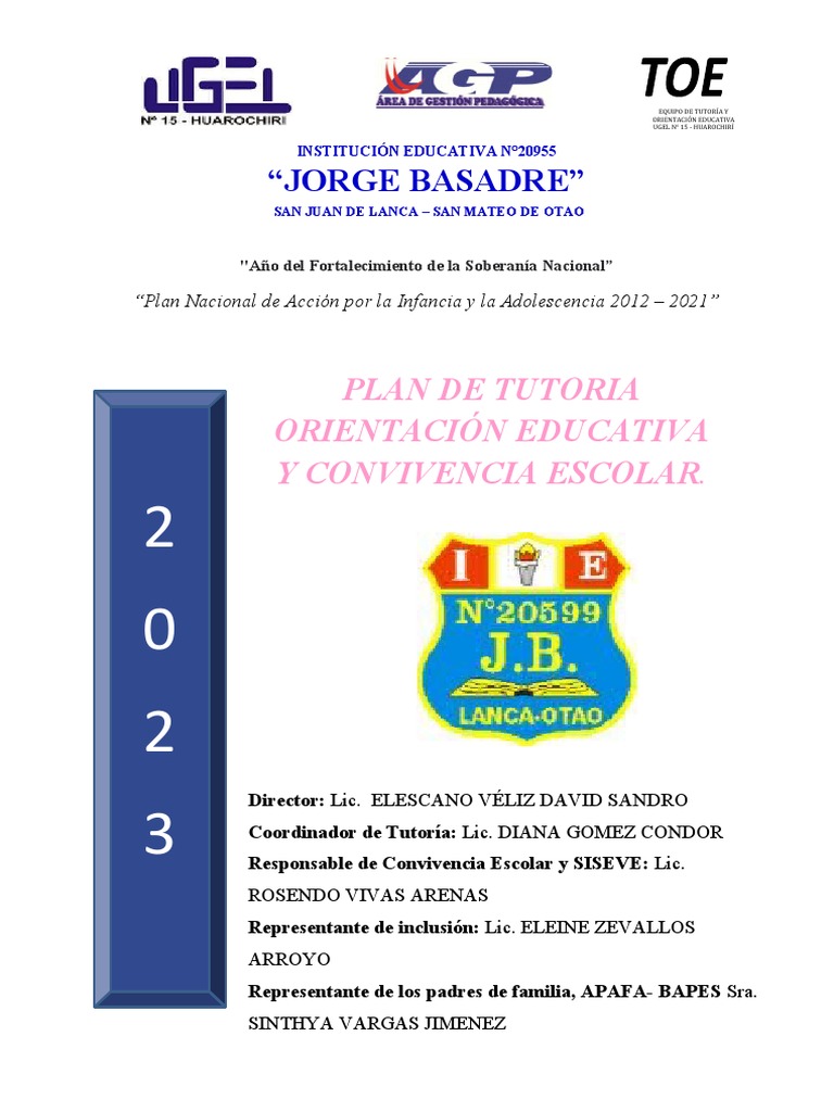 PLAN DE TOE 2022 Jorge Basadre FINAL | PDF | Enseñando | Inclusión ...