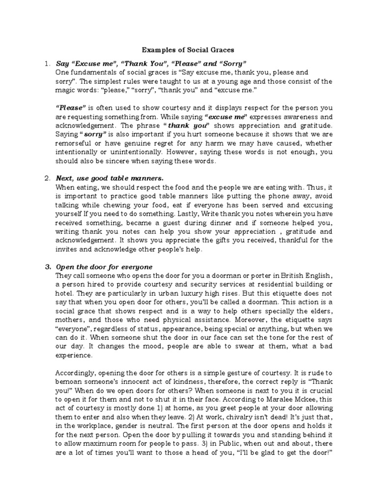 Examples of Social Graces PDF Social Media Popular Culture