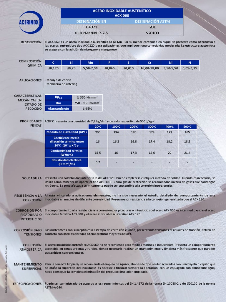 Acx060 - Ais - I201 | PDF | Corrosión | Acero