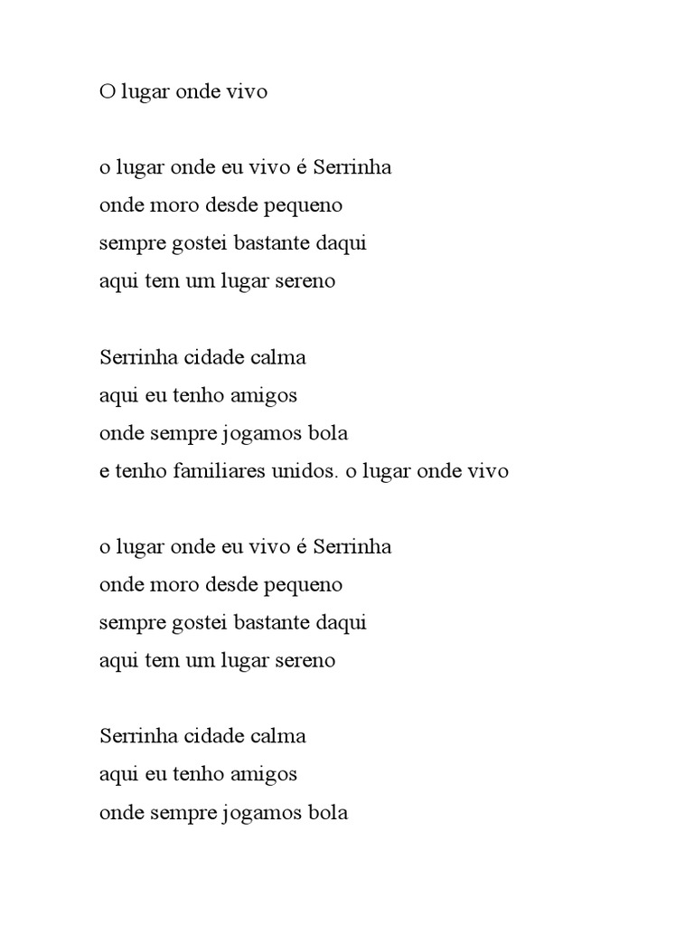 O Lugar Onde Vivo | PDF | Amor