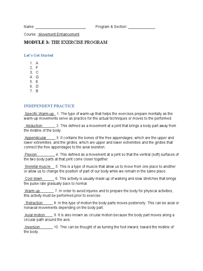 Module 3: The Exercise Program: Let's Get Started | PDF | Wellness ...