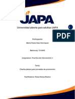 Planes para jornadas de prevención en escuela